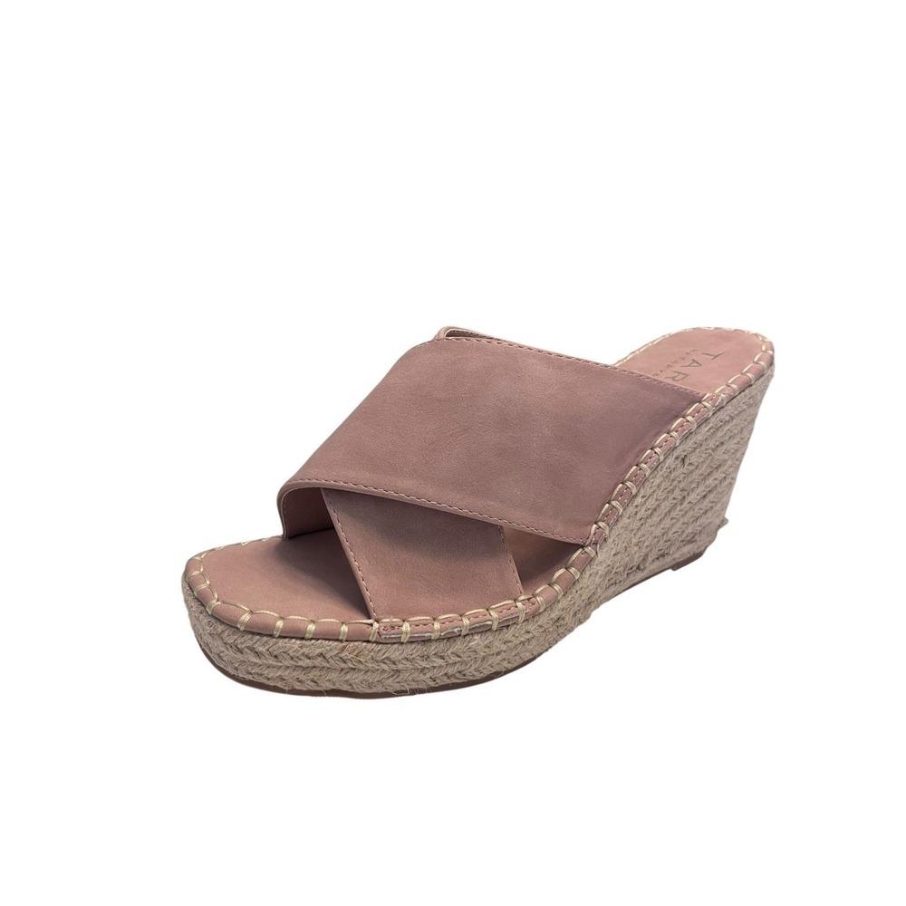 New TARYN By Taryn Rose Sz 9 Wedge Espadrille Pink Blush Vegan Suede Sandals